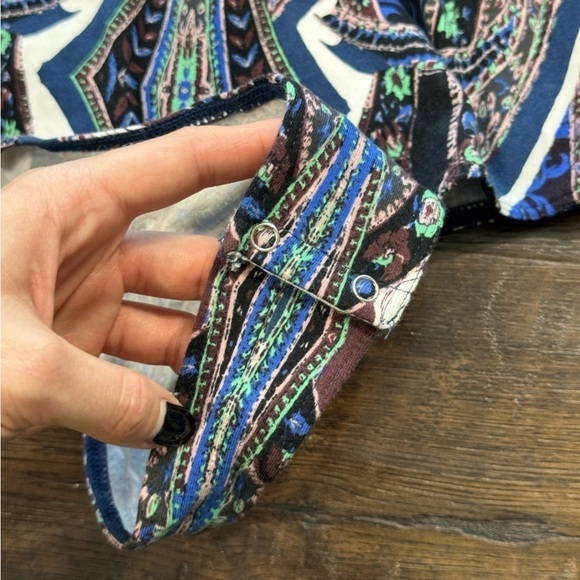 Free People A Place Bodysuit Long Sleeve in Blue Combo Size XS Women - Picture 3 of 8